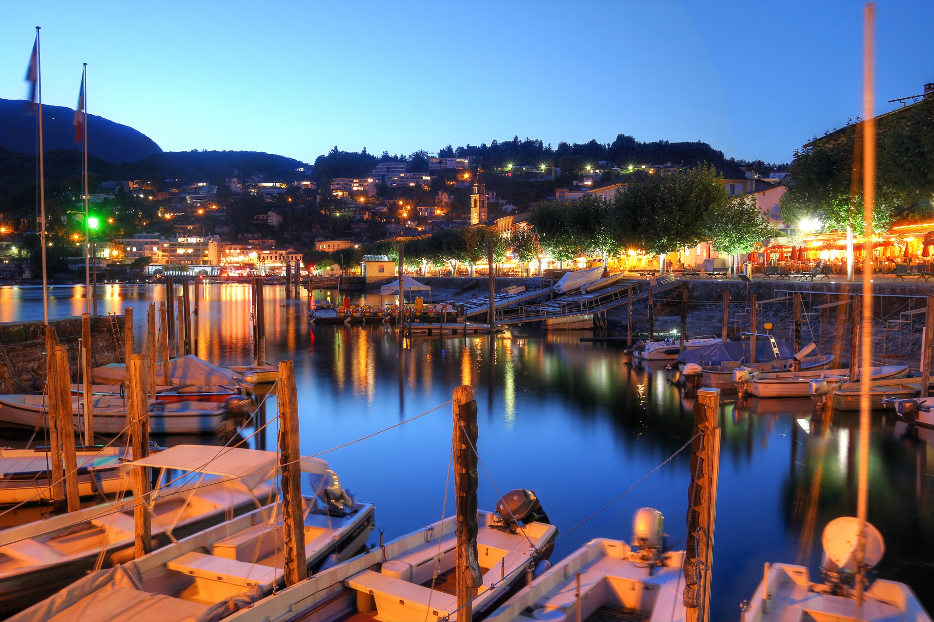 Lago Maggiore, Ascona bei Nacht, Italien