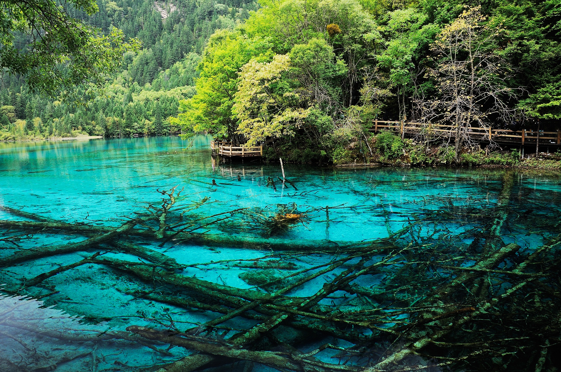 Jiuzhaigou-Park - hier bekommt ihr faszinierende Berglandschaften, atemberaubende Seen mit einem Farbspiel der Extraklasse und absolut beeindruckende Wasserfälle zu sehen.
