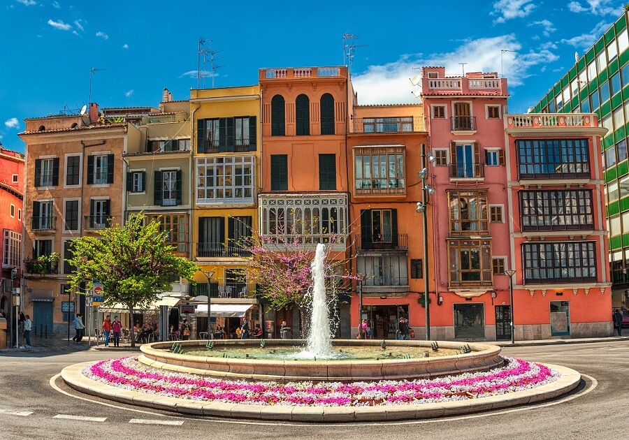 Bunte Häuser in Palma de Mallorca