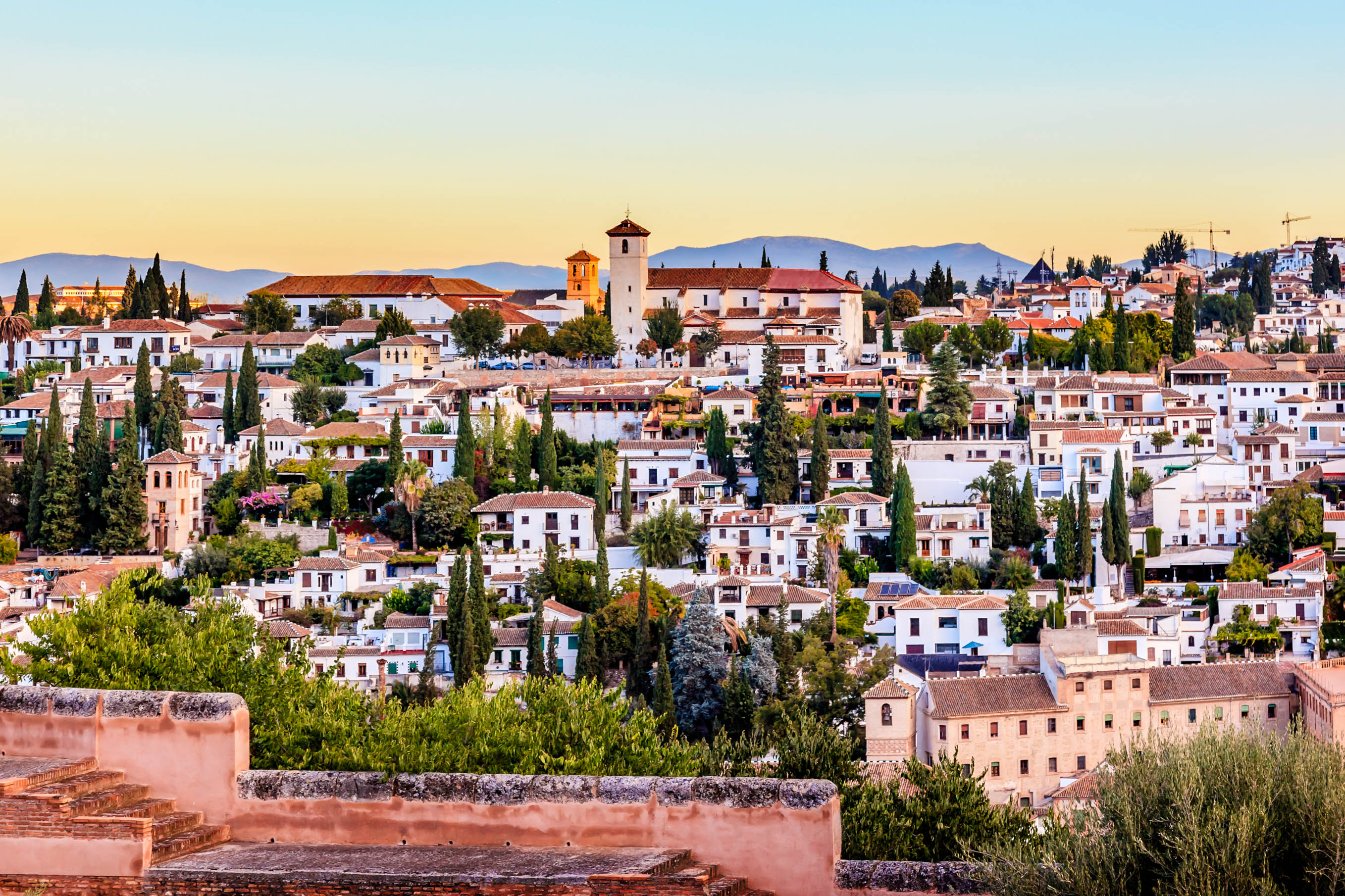 Alhambra Granada Cityscape Churches Andalusia Spain